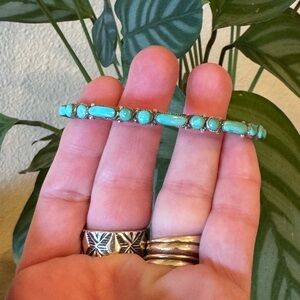 VTG Native American Zuni 925 Multi Stone Turquoise Cuff Bracelet with Stamping